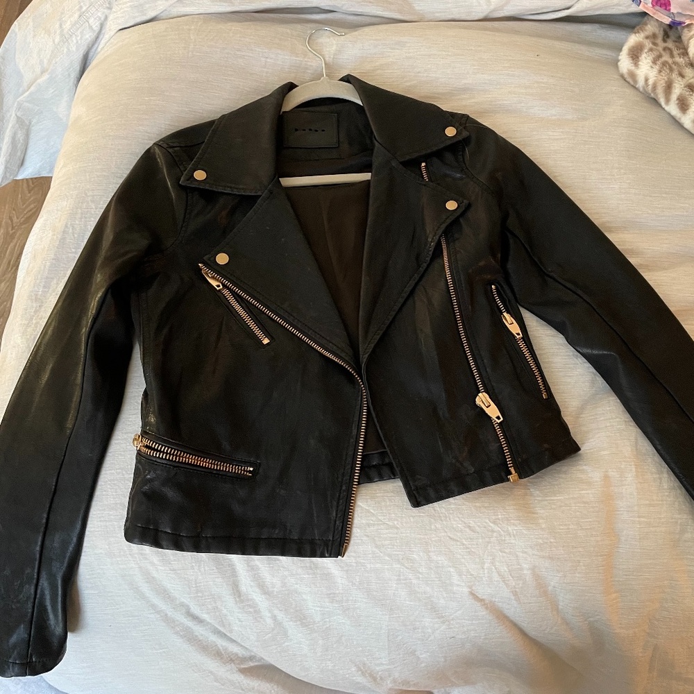 BLANKNYC Leather Moto Jacket, Gold Hardware